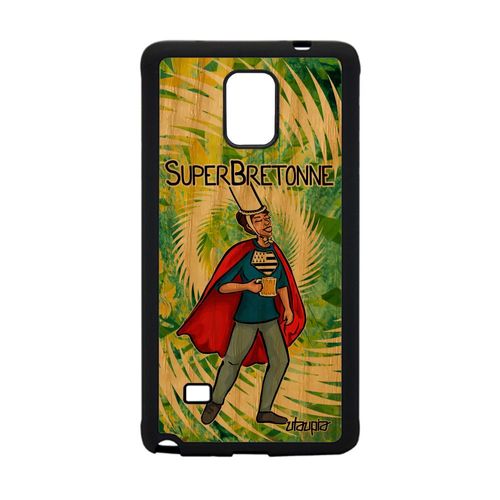 Coque Samsung Galaxy Note 4 Bois Silicone Super Bretonne Cadeau De Noel Vert Humour Comics Drapeau Breton Case Bd Etui Comique Drole