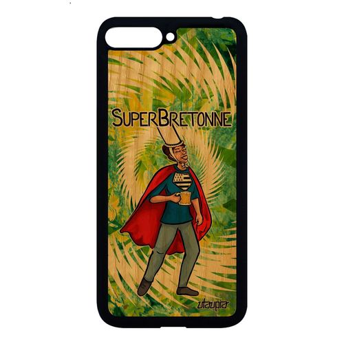 Coque Silicone Antichoc Huawei Y6 2018 Bois Super Bretonne Drole Comics Texte Cadeau De Noel Bd 4g Tpu Drapeau Breton Telephone Vert