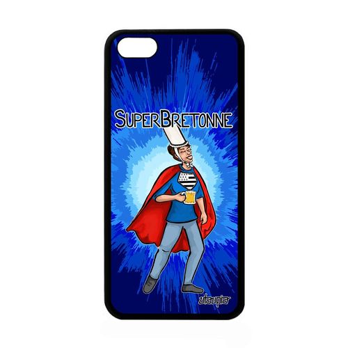 Coque Apple Iphone 5c Silicone Super Bretonne Humour Breton Comics Bleu Texte Portable Smartphone Drole Heros Bande Dessinée Case De