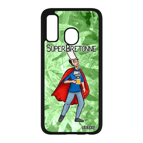 Coque Pour Samsung Galaxy A40 Silicone Super Bretonne Humour Drapeau Breton Heros Telephone Drole Smartphone Motif Etui Vert Texte
