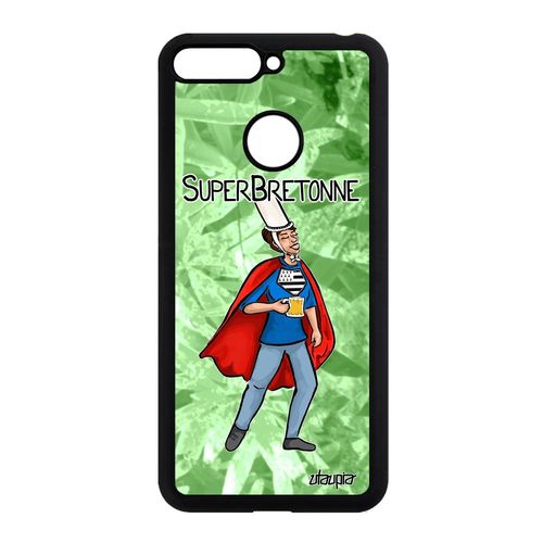 Coque Telephone Honor 7a En Silicone Super Bretonne Personnalisé Drole Dessin Heros Comique Vert Case Bd Humour Texte Drapeau Breton