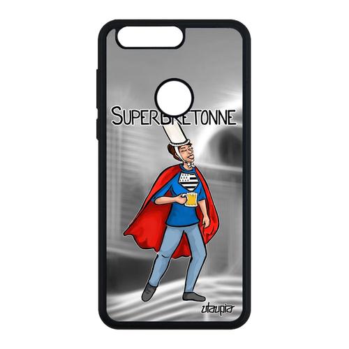 Coque Pour Honor 8 Silicone Super Bretonne Breton Texte Comics Humour Portable Metal Bande Dessinée Smartphone Housse Gris Drole De