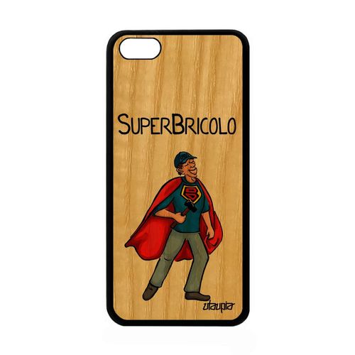 Coque Super Bricolo Apple Iphone 5c Bois Silicone Noir Texte Papa Humour Père Drole Papy Humoristique Housse Comics 16 Go 4g Dessin
