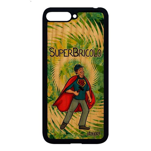 Coque Silicone Pour Huawei Y6 2018 Bois Super Bricolo Papy Gel Frêne Vert Dessin Cadeau De Noel Papa Comics Bd Rigide Telephone Etui