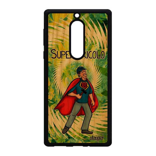 Coque Antichoc Nokia 5 En Bois Et Silicone Super Bricolo Bd Texte Heros Comics Humour Drole Bricoleur Papy Papa Vert Cadeau De Noel