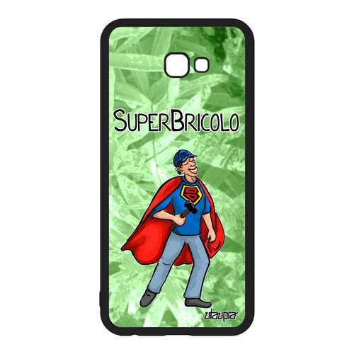 Coque Silicone Samsung Galaxy J4 Plus 2018 Super Bricolo Papa Heros Housse Cover Comics Cadeau Fete Des Peres Bd Drole Rigide Vert