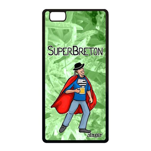 Coque Huawei P8 Lite 2015 En Silicone Super Breton Heros Housse Pas Cher Comics Comique Texte Vert Case Humour Drole 4g Bd Telephone