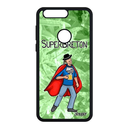 Coque Telephone Pour Honor 8 Silicone Super Breton Alu Heros Bd Texte Vert Drapeau Bretagne Comics Mobile Drole Etui De Protection