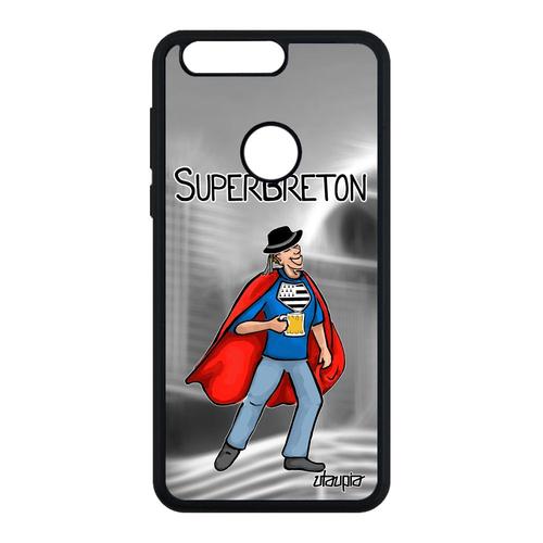 Coque Silicone Honor 8 Super Breton Telephone Drole Gris Bande Dessinée Smartphone Antichoc Texte Humoristique Souple Heros Comics