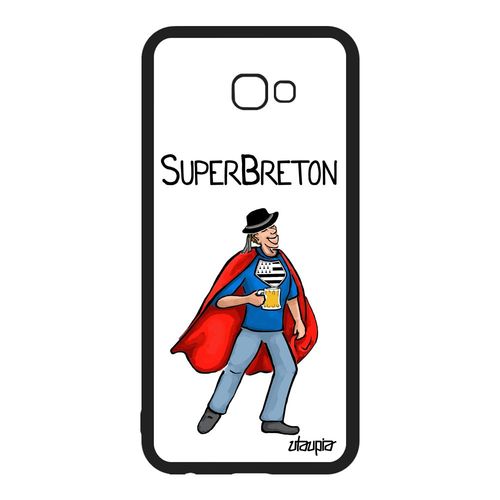 Coque Super Breton Pour Samsung Galaxy J4 Plus 2018 Silicone Drole Antichoc Drapeau Bretagne Heros 4g Blanc Comique Unique Comics De