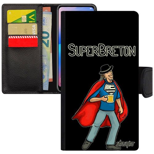 Coque Super Breton Rigide Iphone Xs Max Simili Cuir Portefeuille Antichoc Texte Motif Noir 64 Go Drole Heros Humoristique Bd