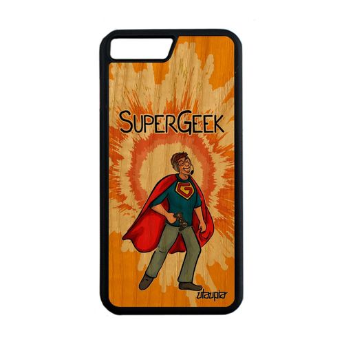 Coque En Bois Super Geek Iphone 7 Plus Silicone Play Case Bd Gamer Texte Portable Console Jeux Video Comics 4g Drole Humour De