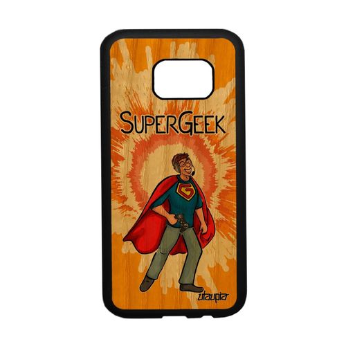 Coque En Bois Galaxy S7 Silicone Super Geek Console Etui Antichoc Jeux Video Smartphone Gamer Drole Heros Orange Bd Play Samsung
