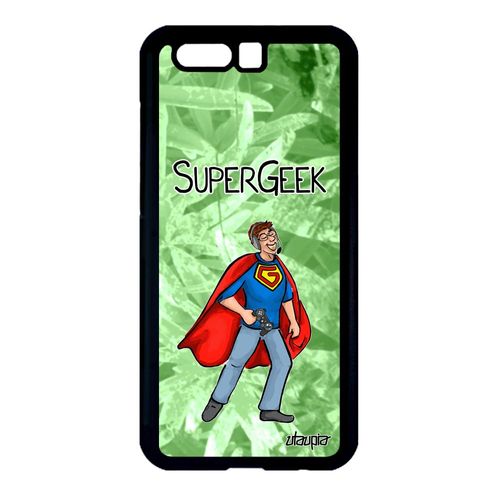 Coque En Silicone Honor 9 Super Geek De Protection Drole Smartphone Nerd Gamer Vert Antichoc Bd Humour Dessin Texte Comics Gel Play