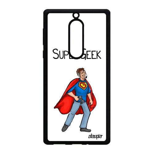 Coque Nokia 5 Silicone Super Geek De Protection Etui Console Texte Gamer Drole Telephone Comics Jeux Video Blanc Heros Play Unique