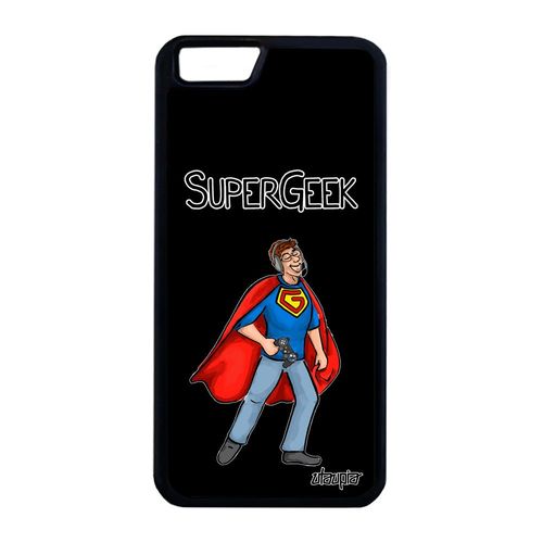 Coque Pour Iphone 6 6s Plus Silicone Super Geek Drole Console Antichoc Gamer Humoristique Humour Texte 32 Go Smartphone Noir