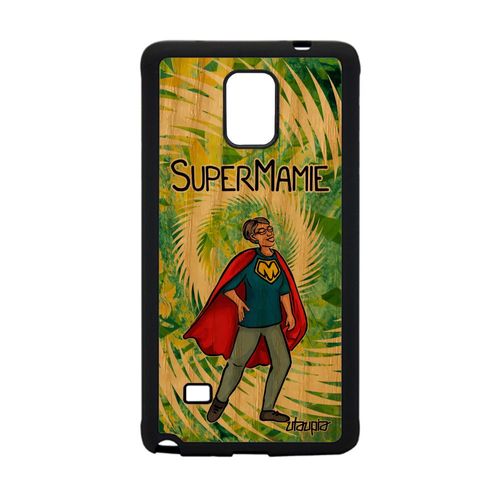 Coque Bois Super Mamie Samsung Galaxy Note 4 Silicone Heros Case Cadeau De Noel Naissance Fille Drole Portable Mamy Vert Mobile Bd