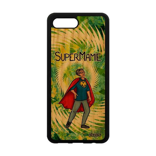 Coque Honor 10 Bois Veritable Silicone Super Mamie Vert Cadeau De Noel Texte Comique Comics Naissance Fille Grand Mere Design Rigide