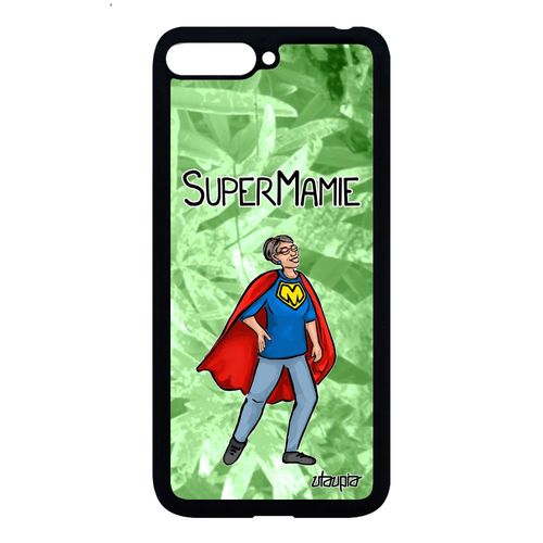 Coque Silicone Huawei Y6 2018 Super Mamie Texte Souple Vert Drole Comics Aluminium Dessin Comique Humour Naissance Fille Heros Bd De