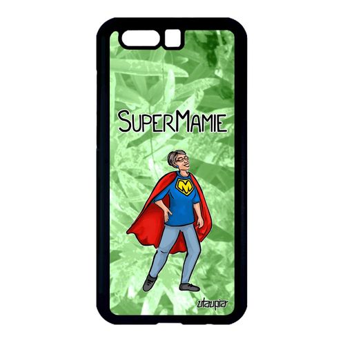 Coque Pour Honor 9 Silicone Super Mamie Telephone Case Naissance Fille Vert Texte Comics Humour Drole Heros Rigide Metal Comique Bd