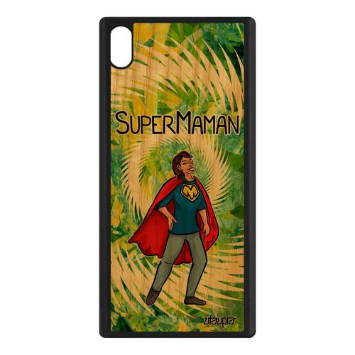 Coque Bois Sony Xperia Xa1 Ultra Silicone Super Maman Mere Naissance Fille Case Comics Comique Etui Design Cadeau De Noel Drole Vert