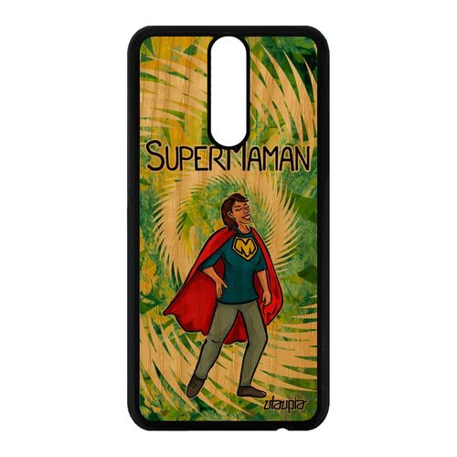 Coque Bois Pour Huawei Mate 10 Lite Silicone Super Maman Design Antichoc Texte Humour Heros Drole Cadeau De Noel Mere Case Vert Bd