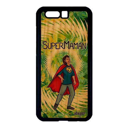 Coque Honor 9 En Bois Veritable Silicone Super Maman Heros Naissance Fille Portable Frêne Comique Drole Mere Vert Antichoc Bd Comics