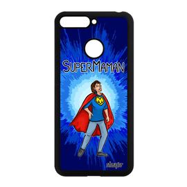 Coque Super Maman Honor 7a Silicone Bleu Naissance Garcon Mobile Humoristique Comics Famille Etui Drole Cover Heros Portable Mere De