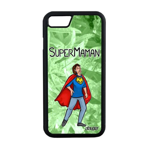 Coque Pour Iphone 8 Silicone Super Maman Vert Naissance Fille Comics Comique Alu 4g Portable Telephone Bd Heros Made In France