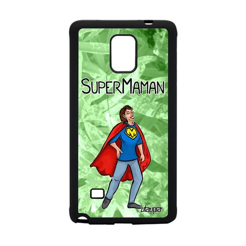Coque Antichoc Galaxy Note 4 Silicone Super Maman Vert Bd Drole Cadeau Fete Des Meres Bumper Case Comique Naissance Fille De Samsung