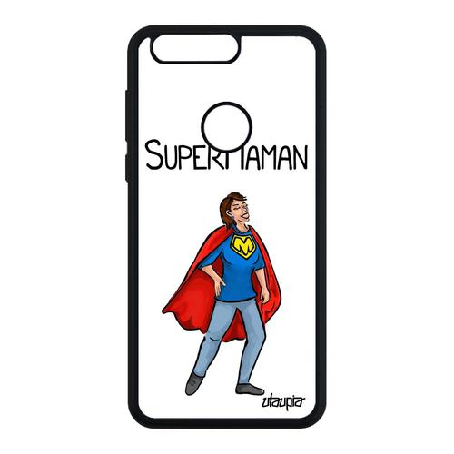 Coque Super Maman Honor 8 En Silicone Comics Comique Blanc Dessin Drole Texte Heros Pas Cher Mobile Case Mere Antichoc Enfant Humour