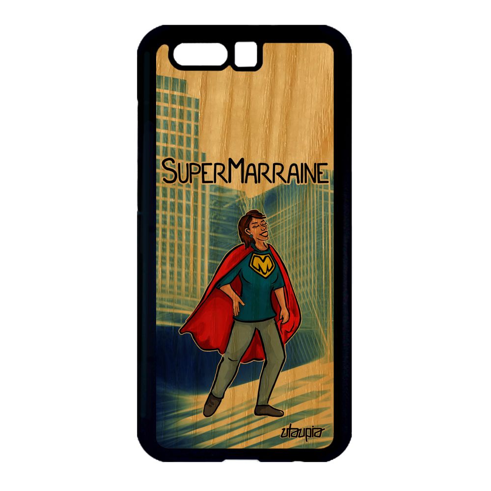 Coque Super Marraine Antichoc Honor 9 Bois Silicone Comics Comique Telephone Texte Bleu Rigide Enfant Heros Pas Cher Drole Housse De