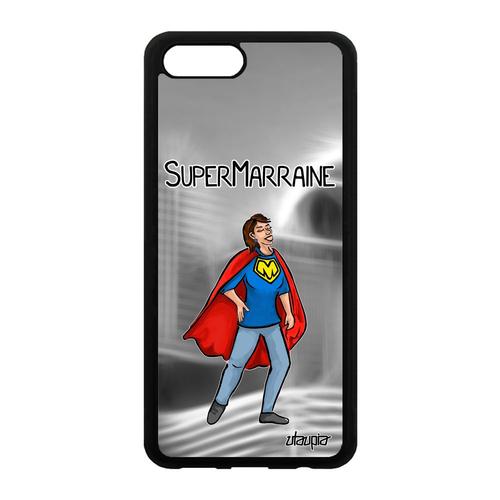 Coque Honor V10/View 10 Silicone Super Marraine Bkl-L09 Personnalisé Texte Heros Comics Case Telephone Portable Gris Made In France