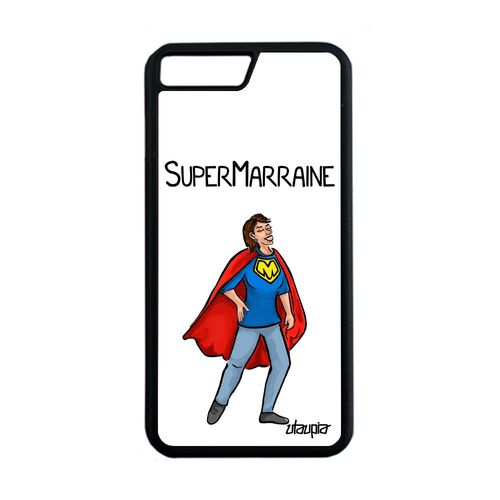 Coque De Protection Iphone 8 Plus En Silicone Super Marraine Comique Cover Humour Drole Smartphone Dessin Enfant Comics Blanc