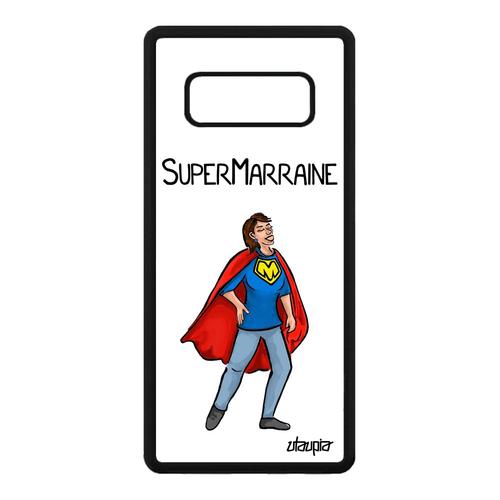 Coque Super Marraine Samsung Galaxy Note 8 Silicone Antichoc Heros Alu Caoutchouc Enfant Mobile Blanc Comics Comique Dessin Humour