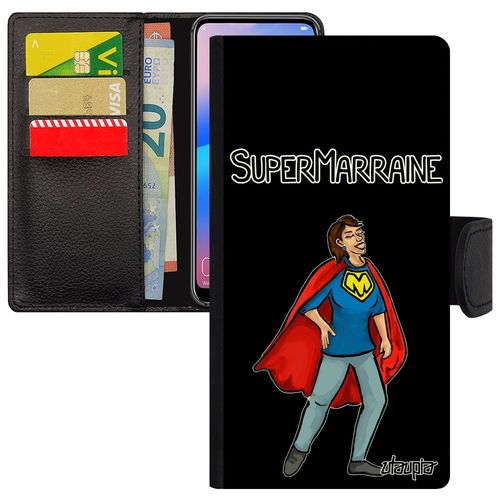 Coque Galaxy A3 2016 Rabat Portefeuille Super Marraine Noir Cadeau D'anniversaire Telephone Smartphone Comics Pochette Bd De Samsung