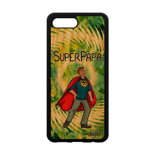 Coque Silicone Pour Honor 10 Bois Super Papa Comique Vert Texte Etui Bd Heros Naissance Fille Housse Père Gel Cadeau De Noel Rigide