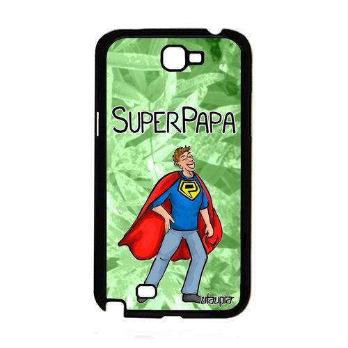 Coque Silicone Samsung Galaxy Note 2 Super Papa Bd Rigide Etui De Protection Comics Unique Naissance Fille Heros Gt-N7100 Vert Metal