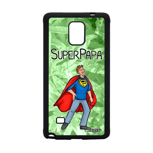 Coque Galaxy Note 4 Silicone Super Papa Drole Cadeau Fete Des Peres Pas Cher Heros Humour Naissance Fille Vert Bd Portable Samsung