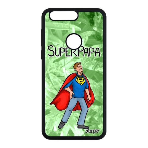 Coque Silicone Super Papa Pour Honor 8 Comique Drole Texte Solide Comics Telephone Naissance Fille 4g Metal De Protection Vert Heros