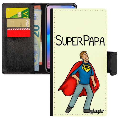 Coque Super Papa De Protection S9 Rabat Portefeuille En Silicone Texte Heros Dessin Flip Case Enfant 4g Comique Blanc Samsung Galaxy