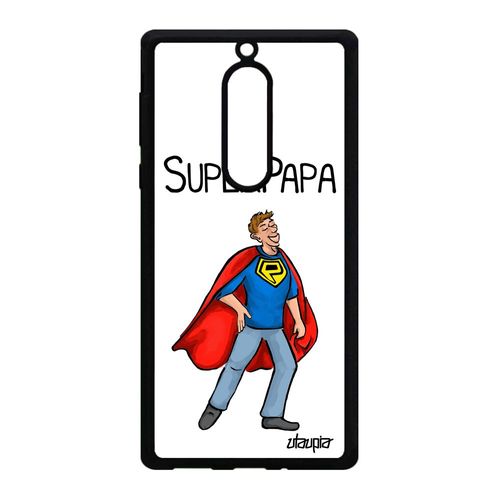 Coque Nokia 5 En Silicone Super Papa Humour Housse Texte Drole Comique Blanc Père Dessin 4g Comics Heros Enfant Etui Motif