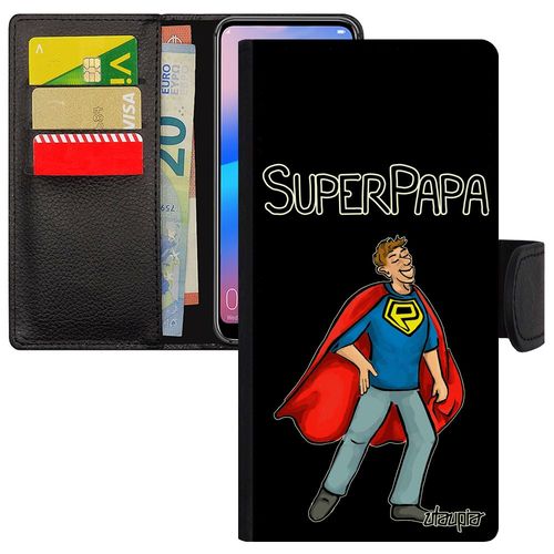 Coque Honor 8a Rabat Porte Cartes Super Papa Drole Humour Noir Telephone Dessin Mobile Flip Case Enfant Heros Comics Bd Humoristique