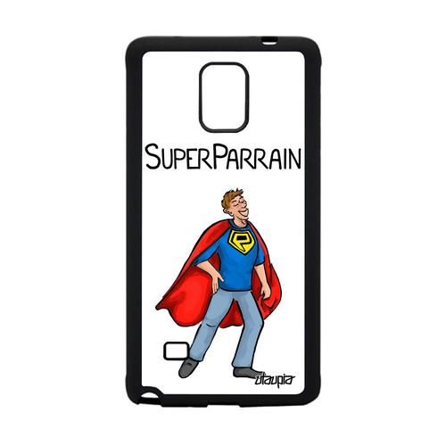 Coque En Silicone Galaxy Note 4 Super Parrain Housse Enfant Drole Comics Personnalisé Dessin Comique Humour Blanc Heros Case Samsung