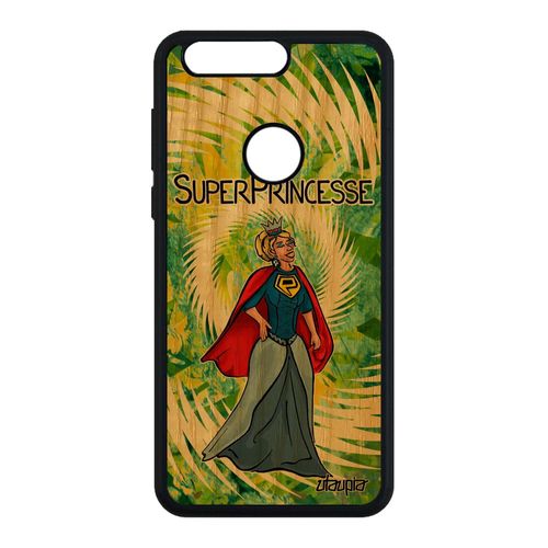 Coque Honor 8 Bois Silicone Super Princesse Comique Heros Texte Drole Cadeau De Noel Mobile Bd Humour Etui Comics Housse Vert Frêne
