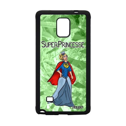 Coque Super Princesse Pour Galaxy Note 4 Silicone Vert Drole Heros Comique De Protection Pas Cher Telephone Bd Texte Femme Samsung
