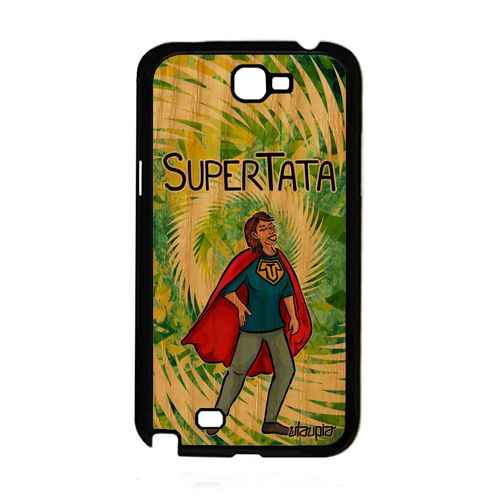 Coque Samsung Galaxy Note 2 En Bois Et Silicone Super Tata Bd Cadeau De Noel Tante Heros Vert Comique Smartphone Humour Comics Texte