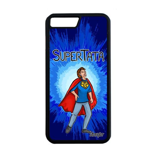 Coque Iphone 8 Plus Silicone Super Tata Bleu 4g Telephone Naissance Garcon Drole Antichoc Heros Portable Humour Made In France