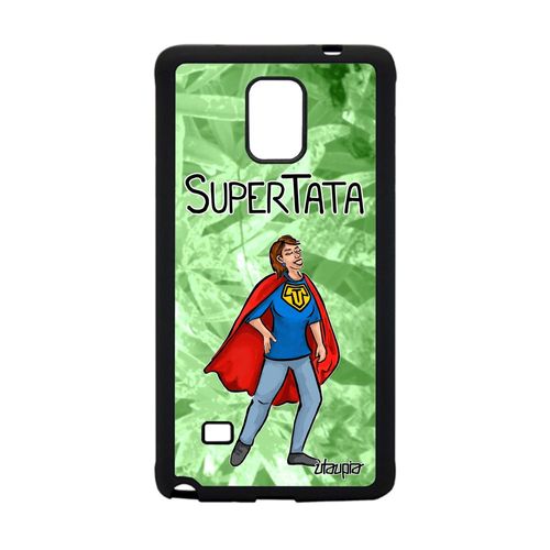 Coque Silicone Galaxy Note 4 Super Tata Tante Vert Mobile Case Souple Texte Antichoc Comics Comique Naissance Fille Humour Samsung