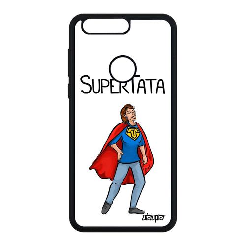 Coque Super Tata Honor 8 Silicone Telephone Comique 4g Comics Case Humour Enfant Cover Heros Etui Texte Blanc Tante Tpu Dessin Drole